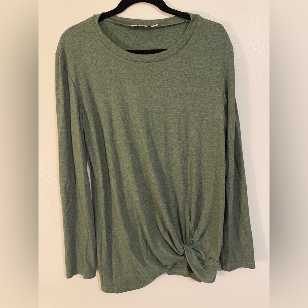 Olive Green Women's Knot Front Top